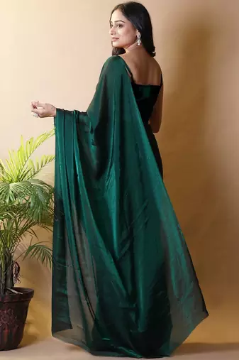 Green poly georgette saree