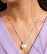 White pendant chain necklace pearl crystal studded stylish design jewelry for women