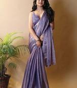 Purple poly chiffon saree