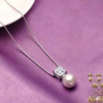 White pendant chain necklace pearl crystal studded stylish design jewelry for women 2