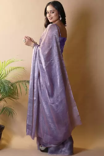 Purple poly chiffon saree