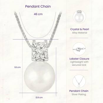 White pendant chain necklace pearl crystal studded stylish design jewelry for women 4