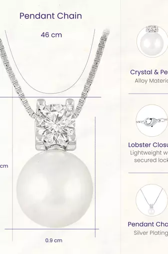 White pendant chain necklace pearl crystal studded stylish design jewelry for women