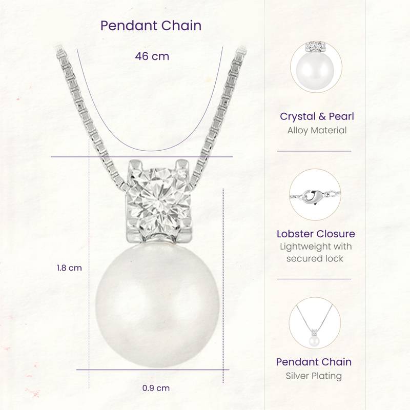 White pendant chain necklace pearl crystal studded stylish design jewelry for women
