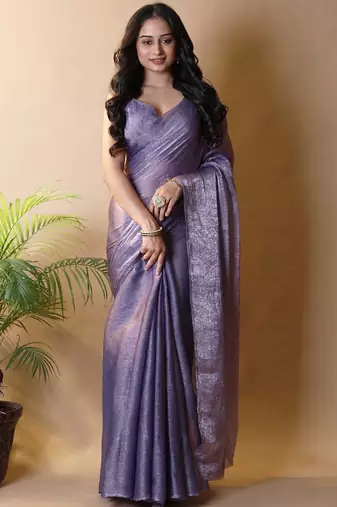 Purple poly chiffon saree