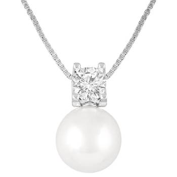 White pendant chain necklace pearl crystal studded stylish design jewelry for women 5