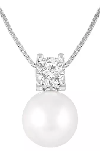 White pendant chain necklace pearl crystal studded stylish design jewelry for women