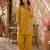 Women's yellow ethnic motif embroidered tunic with straight fit trousers