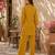 Women's yellow ethnic motif embroidered tunic with straight fit trousers
