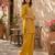 Women's yellow ethnic motif embroidered tunic with straight fit trousers