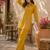 Women's yellow ethnic motif embroidered tunic with straight fit trousers