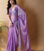 Purple poly chiffon designer saree