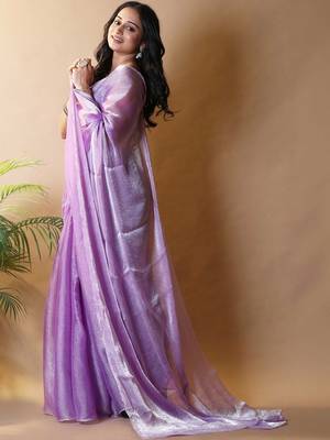 Purple poly chiffon designer saree 2