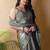 Olive floral woven design poly chiffon saree