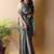 Olive floral woven design poly chiffon saree