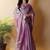 Purple woven design poly chiffon heavy work saree