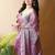 Purple woven design poly chiffon heavy work saree