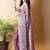Purple woven design poly chiffon heavy work saree