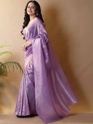 Lavender woven design tissue saree 2