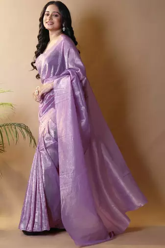 Lavender woven design tissue saree