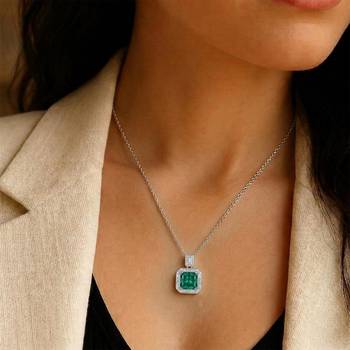 Green solitaire pendant chain crystal studded casual daily wear jewelry for women 1