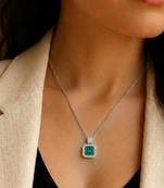 Green solitaire pendant chain crystal studded casual daily wear jewelry for women
