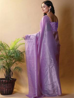 Lavender woven design tissue saree 3