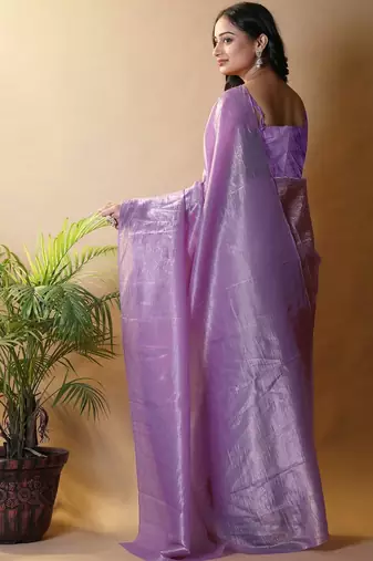 Lavender woven design tissue saree