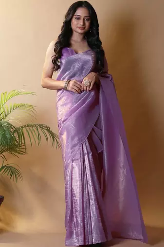 Lavender woven design tissue saree