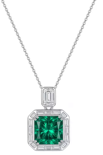 Green solitaire pendant chain crystal studded casual daily wear jewelry for women