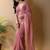 Pink woven design poly georgette saree