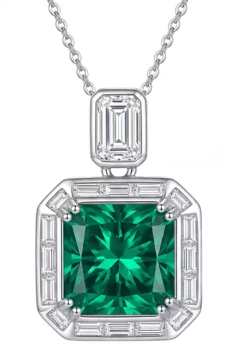 Green solitaire pendant chain crystal studded casual daily wear jewelry for women