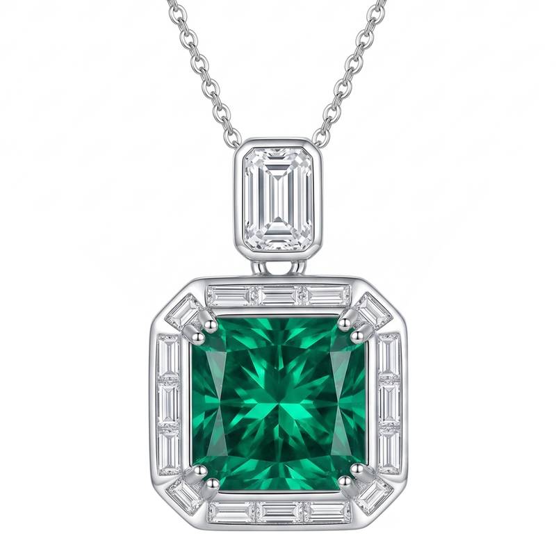 Green solitaire pendant chain crystal studded casual daily wear jewelry for women