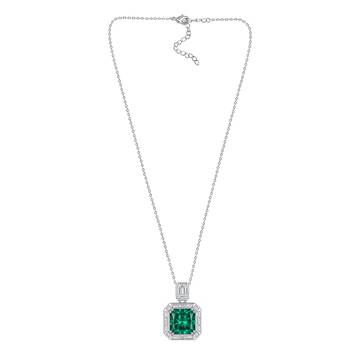 Green solitaire pendant chain crystal studded casual daily wear jewelry for women 5