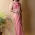 Pink woven design poly georgette saree