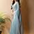 Turquoise poly georgette saree