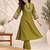 Women's floral yoke design thread work straight kurta with trousers