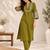 Women's floral yoke design thread work straight kurta with trousers