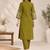 Women's floral yoke design thread work straight kurta with trousers