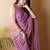 Purple woven design poly georgette saree