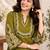 Women's floral yoke design thread work straight kurta with trousers