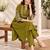 Women's floral yoke design thread work straight kurta with trousers