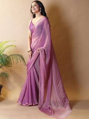 Purple woven design poly georgette saree 2