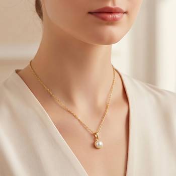 White elegant pendant chain pearl studded casual daily wear jewelry for women 1