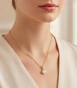 White elegant pendant chain pearl studded casual daily wear jewelry for women