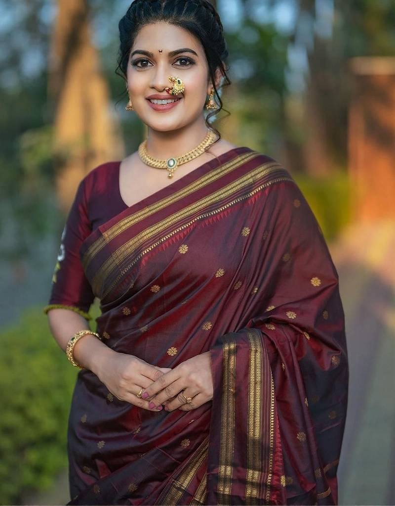 Brown woven design zari designer kanjeevaram saree
