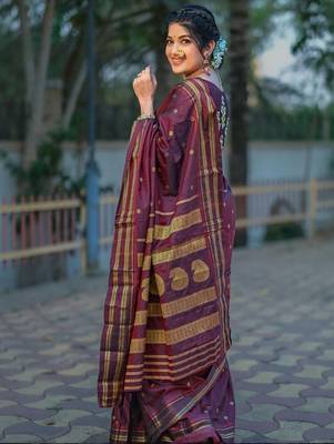 Brown woven design zari designer kanjeevaram saree 3