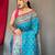 Blue woven design zari patola saree