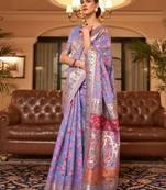 Purple women woven design zari kanjeevaram saree