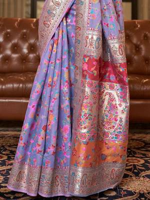 Purple women woven design zari kanjeevaram saree 3